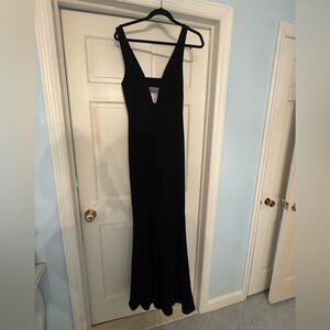 Intermix Black V-Neck Evening Gown - Elegant Long Women's Dress